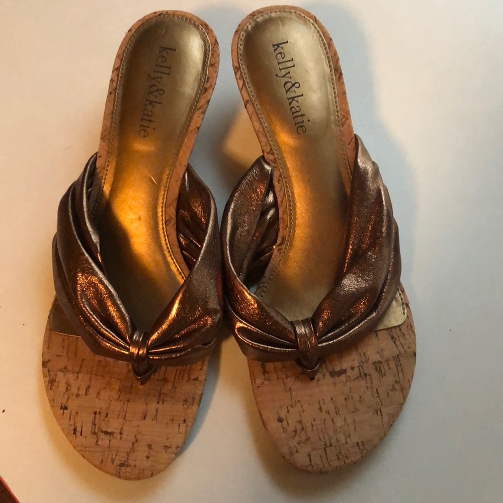 Iridescent Gold Strap & Cork Sandal